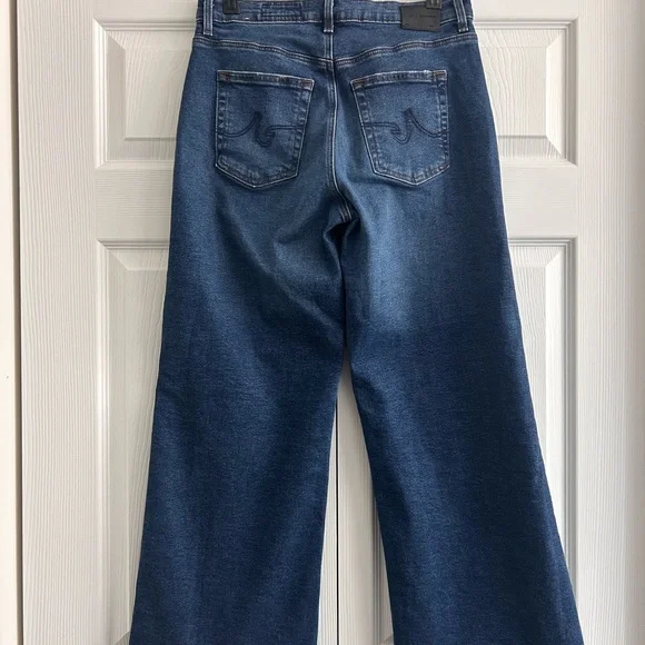AG Adriano Goldschmied Saige Raw Hem Wide Leg Mid Rise Cotton Denim Jeans. - Picture 16 of 16